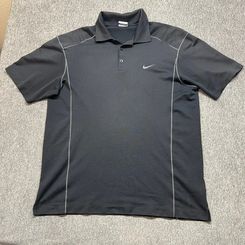 Nike Golf‎ Dri-FIT Polo Shirt Mens XL Black Short Sleeve Athletic 348753-010